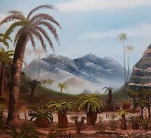 Prehistoric Cycad Swamp painting.