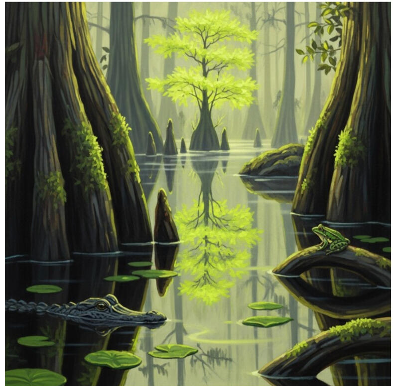 Dark Swamp Reflections wall art.